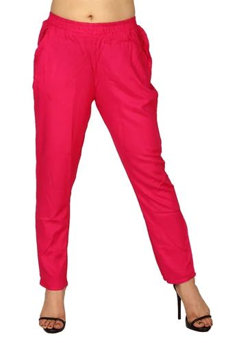 Ladies Plain Straight Fit Pant, Technics : Attractive Pattern