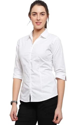 Cotton White Plain Ladies Shirt, Feature : Impeccable Finish, Easily Washable, Comfortable