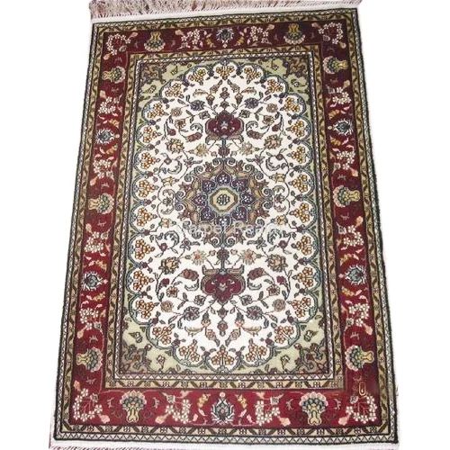 Rectangular Printed Silk Hand Knotted Carpet, For Home, Hotel, Speciality : Soft, Attractive Designs
