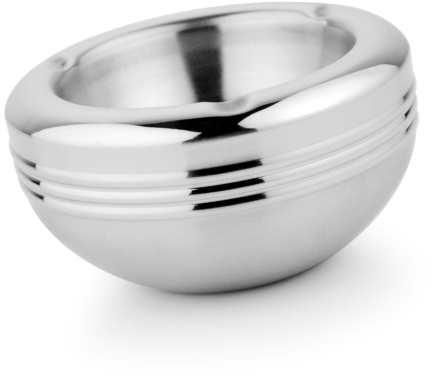 Silver Round Polished Stainless Steel Puff Ashtray, For Home, Hotel, Size : 10.5x6 Cm