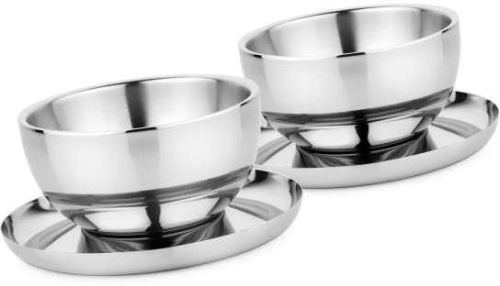 Round Plain Stainless Steel Soup Bowl, For Hotel, Home, Restaurant, Bowl Size : 14x6.5 Cm