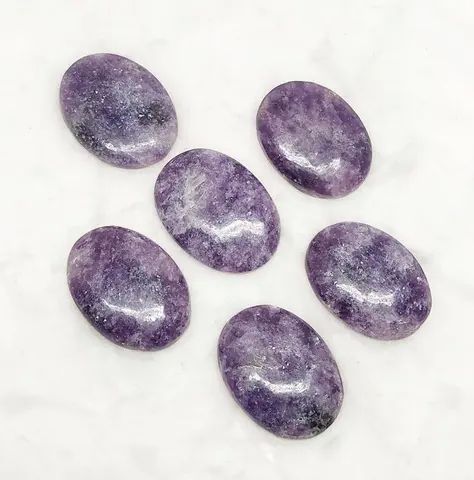 Purple Oval Polished Gemstone Lepidolite Palm Stone, For Decoration Healing, Size : Customized