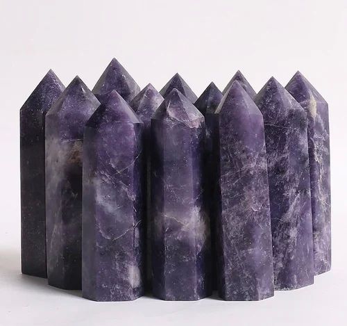 Pencil Gemstone Polished Lepidolite Tower Point, For Decoration Healing, Size : Customised