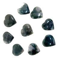 Black Polished Moss Agate Heart Stone, For Decoration Healing, Size : Customized