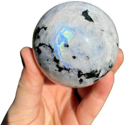 White Rainbow Moonstone Crystal Sphere Ball, For Decoration Healing, Size : Free