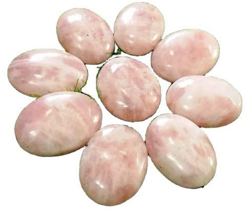 Pink Oval Polished Gemstone Rose Quartz Palm Stone, For Decoration Healing, Size : Customized