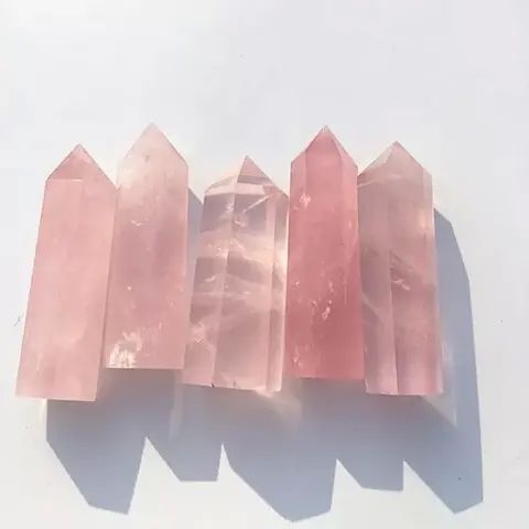 Pink Pencil Polished Gemstone Rose Quartz Tower Point, For Decoration Healing, Size : Free