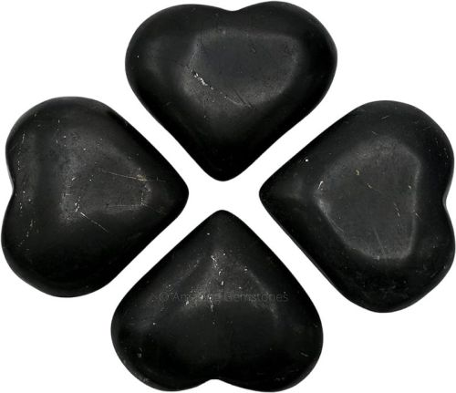 Black Oval Polished Gemstone Shungite Heart Stone, For Decoration Healing, Size : Customized
