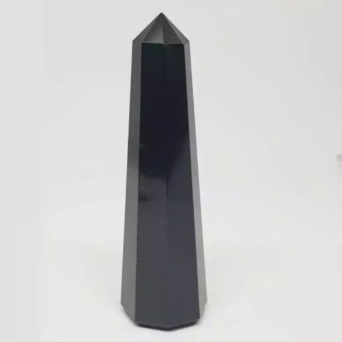 Black Pencil Gemstone Polished Shungite Tower Point, For Decoration Healing, Size : Customised