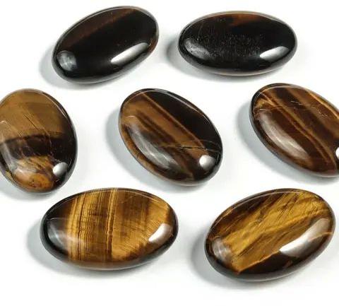 Oval Polished Tiger Eye Palm Stone, For Decoration Healing, Size : Customised