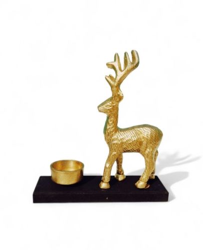 Aluminum Metal Deer Statue Golden, For Interior Decor, Office, Home, Gifting, Religious Purpose