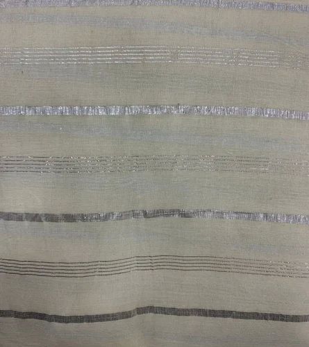 Silver Striped Grey Cotton Lurex Fabric For Curtains, Dress, Dresses, Garments