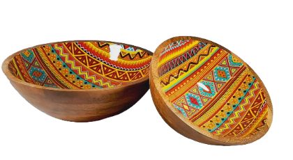 Fancy Wooden Bowl Set Of 2 Pcs