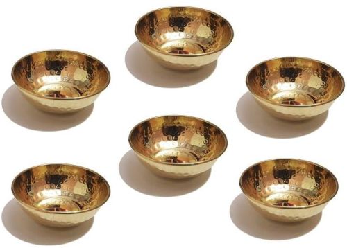 Golden Round Hamerred Brass Bowls, For Hotel, Home