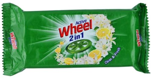 Green Bar Wheel Soap, For Cloth Washing, Packaging Type : Plastic Packet