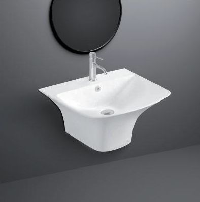 Plain Glossy Ceramic Wall Mounted Integrated Basin, For Bathroom, Size/dimension : 430x480x332mm (lxwxh)