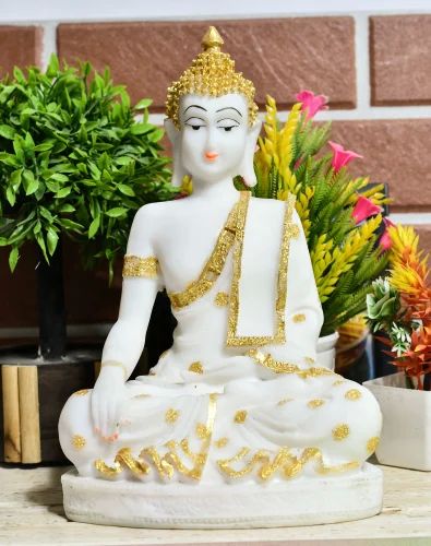 White Marble Buddha Samadhi Statue, For Interior Decor, Packaging Type : Carton Box