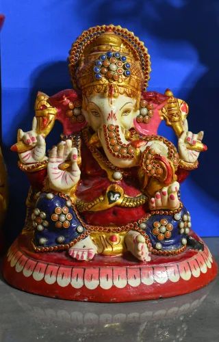 Multicolor Polyresin Ganesh Statue, For Interior Decor, Packaging Type : Carton Box