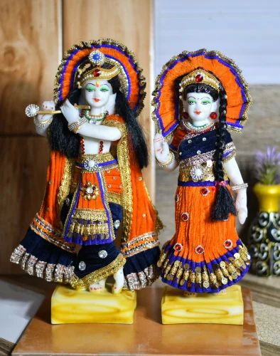 Decorative Radha Krishna Marble Statue, Packaging Type : Thermocol Box