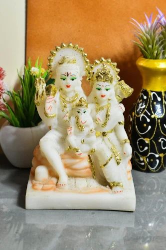 White Marble Shiv Parivar Statue, For Interior Decor, Home, Packaging Type : Thermocol Box