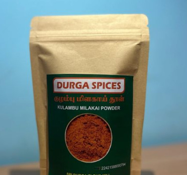 Durga Spices Kulambu Milagai Powder, Style : Dried