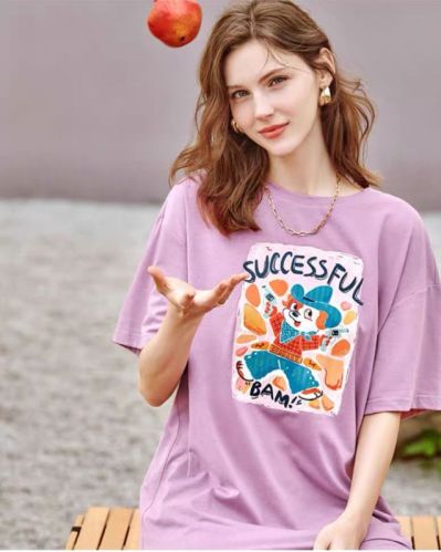 Printed Cotton Ladies Casual T-Shirt, Packaging Type : Polybag