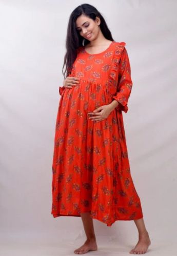 Printed Ladies Cotton Maternity Dress, Feature : Anti-Wrinkle, Comfortable, Easily Washable