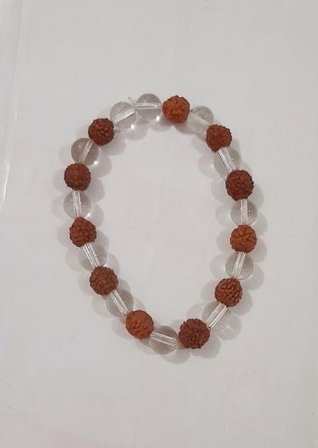 Crystal Quartz Rudraksha Bracelet, For Religious, Size : Standard