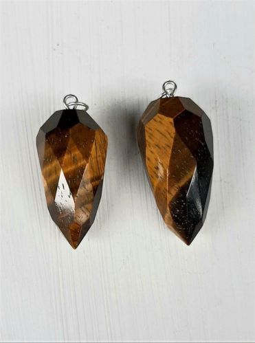 Drop Shape Polished Tigers Eye Faceted Pendant, For Astrological, Occasion : Casual Wear