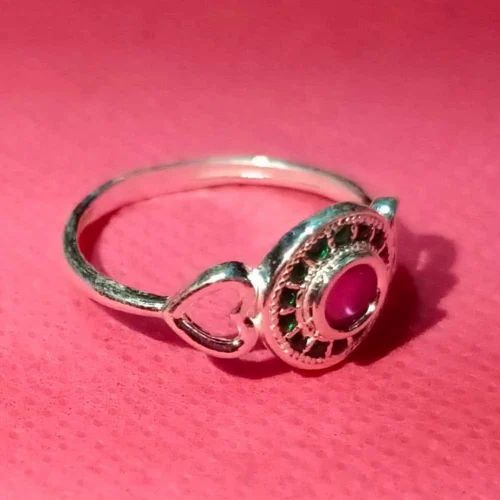 Ladies Silver Gemstone Ring, Size : 10mm