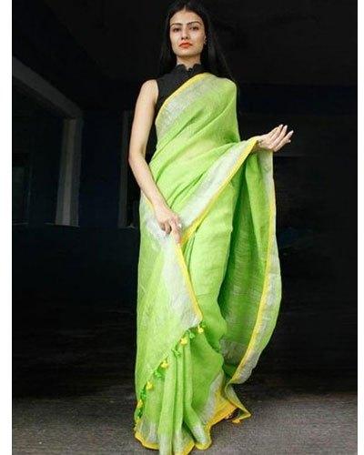 Printed Linen Silk Saree, Width : 6.5 Meter