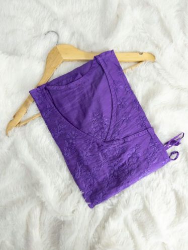 Chanderi Embroidered Ladies Chikan Angrakha Kurti, Occasion : Party Wear