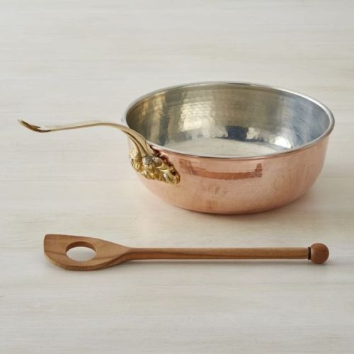 Copper Frying Pan With Wood Spoon, Feature : Attractive Design, Heat Resistance, Non Stickable