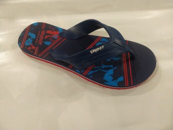 Sky Dot Printed GS-13 Mens Rubber Slipper, Packaging Type : Paper Box
