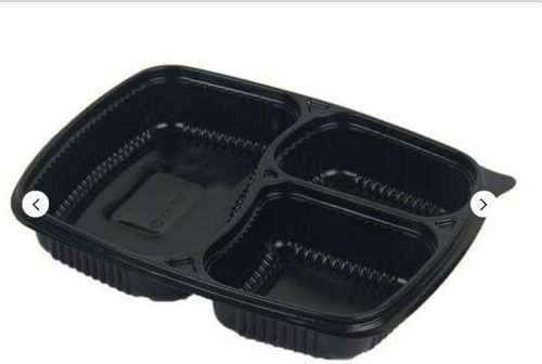 Black Rectangular Plastic 3cp Meal Tray, For Serving Food, Size : Multisize