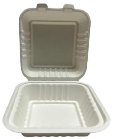 Bright-white Square 6 X 6 Inch Clamshell Box, For Food Packaging