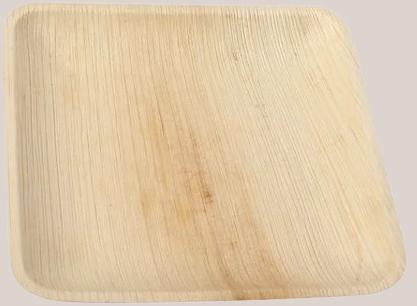 Light Brown 6 Inch Square Areca Leaf Plate, For Serving Food, Packaging Type : Shrink Film Packages