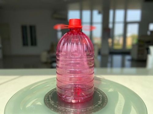 Transparent Red 4 Litre Plastic Water Bottle, For Beverage, Chemical, Shape : Round