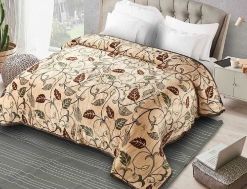 Dove Woolen Leaf Printed Double Bedsheet, Size : 230x250 Cm