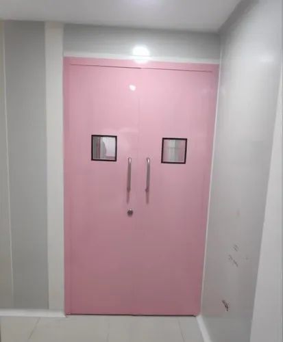 Pink Paint Coated Mild Steel Clean Room Double Door
