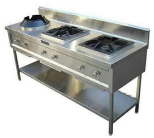 Stainless Steel Three Burner Range, For Hotel, Restaurant, Feature : Easy To Clean, High Eficiency Cooking