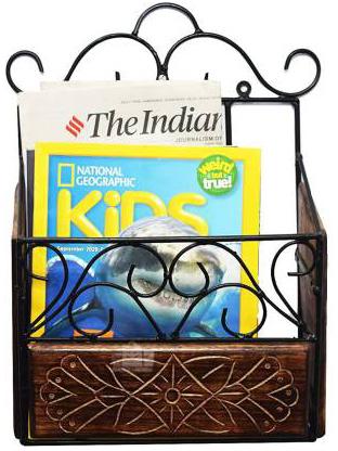 Lakdi Wale Polished Wooden Magazine Holder, Style : Antique