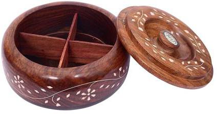 ROUND Polished Wooden Spice Boxes, For Tea, Style : Nautical