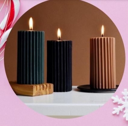 Deep Strip Soy Wax Pillar Candle, For Lighting, Decoration, Color : Brown