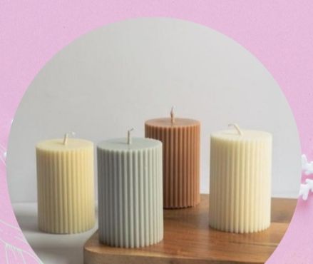 Multicolor Ribbed Pillar Soy Wax Candle