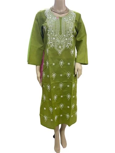 Cotton Lucknowi Chikankari Kurti, Age Group : Adults