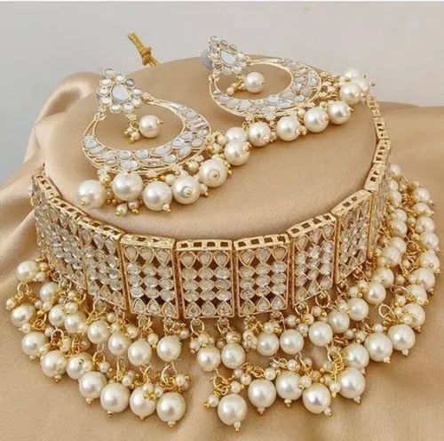 Kundan Choker Necklace Set, Occasion : Party Wear, Wedding Wear