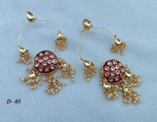 Polished Alloy Brass Mix Meenakari Kundan Earrings, Style : Modern