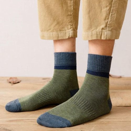 Green Cotton Unisex Ankle Sock, Technics : Machine Made