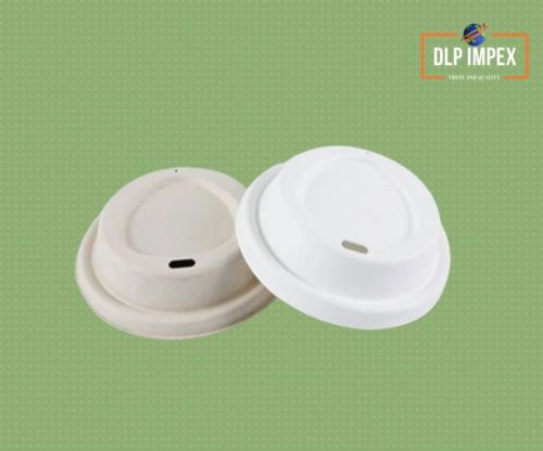 Round Disposable Sugarcane Bagasse Coffee Cup Lid, Color : White